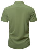 1 x Brand New JACKETOWN Shirt Men s Short Sleeve Summer Shirt Slim Fit Plain Embroidery Stripes with Chest Pocket Leisure Shirt Men Men s Shirts Casual Green 3XL - RRP €33.26