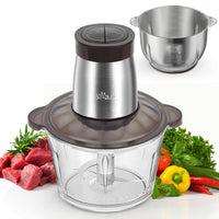 1 x RAW Customer Returns Bear 2L 1.8L Electric Mini Chopper, 600W 2 Speed Levels, Chopper with 4 Stainless Steel Blades and Meat Grinder, Glass Container Chopper for Meat, Baby Food, Fruit, Vegetables - RRP €55.99