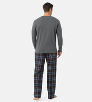 1 x RAW Customer Returns LAPASA - Men s Winter Pajamas 100 Cotton Flannel Plaid Pants Long Pajamas T-shirt and Pajama Pants M79 M Gray Navy Blue and Red Plaid - RRP €37.06