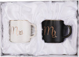 2 x RAW Customer Returns Yesland 2 Pieces Mr and Mrs Mugs Ceramic 360ml Coffee Cups Engagement Mr and Mrs Coffee Mugs Cups Set, Perfect for Coffee, Tea and Water for Wedding, Valentines Gift Black and White  - RRP €48.38