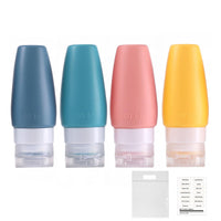 4 x Brand New LECUNE 4 Pack 60ml Silicone Travel Bottles, Travel Size Containers with Plastic Bag and 1 Label Paper, Travel Bottles for Filling Shampoo, Lotion, Cosmetics - RRP €27.36