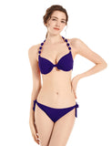 1 x RAW Customer Returns EONAR Women s Side Tied Bikini Sets Detachable Swimwear Push up Bikini Top with Halter Straps XXL, Dark Blue  - RRP €30.04