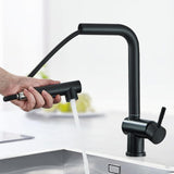 1 x RAW Customer Returns Kitchen faucet black matt high pressure sink faucet kitchen faucet with shower extendable 360 swivel two jet types water jet types Rozin kitchen mixer tap - RRP €39.9