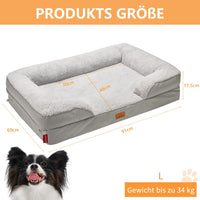 1 x Brand New Puki Diary Washable Orthopedic Dog Cushion, 112x81x17.5cm Non-Slip Dog Bed for Large Dogs, Removable Plush Dog Basket, XL Light Gray - RRP €65.99