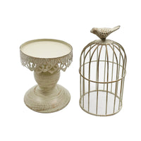 1 x RAW Customer Returns Decorative Bird Cage Candle Holders, Vintage Candle Holders, Wedding Candle Centerpieces for Tables, Metal Candle Holders Home Decor White-small  - RRP €13.97