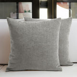 1 x RAW Customer Returns Encasa Homes Chenille cushion covers 2 pieces set - Light grey - 50 x 50 cm Textured solid colour soft smooth square accent decoration pillows for couch, sofa, chair, bed floor - RRP €21.98