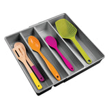 1 x RAW Customer Returns mDesign cutlery tray with four compartments pull-out cutlery insert for drawers organizes kitchen utensils drawer organizer for various utensils dark gray - RRP €32.21