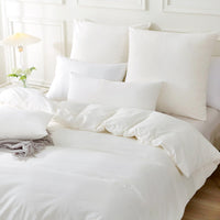 1 x RAW Customer Returns MILDLY bed linen 200x200 cotton 3 pieces, bed linen sets milky white with zipper, similar texture to stone washed linen, contains 1 duvet cover 200x200 and 2 pillowcases 80x80 - RRP €50.41