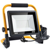 1 x RAW Customer Returns LED construction spotlight, 50W 5000LM work light, LED work light with plug, IP66 waterproof construction spotlight LED with 4M cable, portable construction spotlight for workshop or construction site, garage, 6500K - RRP €36.99