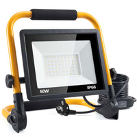 1 x RAW Customer Returns LED construction spotlight, 50W 5000LM work light, LED work light with plug, IP66 waterproof LED construction spotlight with 4M cable, portable construction spotlight for workshop or construction site, garage, 6500K - RRP €35.4