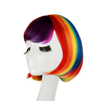 1 x RAW Customer Returns Bob wig carnival rainbow approx. 30cm for women and women, smooth colorful short hair wig for short hair Halloween Vika or Christmas theme party - RRP €16.13