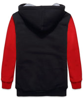 1 x Brand New SwissWell fleece jacket for children boys winter jacket fleece lined warm sweat jacket with zip and hood hooded jacket children s jackets, black red - RRP €55.99