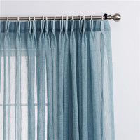 3 x Brand New Sedefen Set of 2 Sheer Voile Curtains Blue Transparent Ruffle Tape Linen Look Curtain Short Curtains Scarves for Living Room Bedroom Children s Room 107 x 260 cm W x H  - RRP €30.21