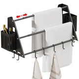 4 x Brand New LANMOU Towel Holder Without Drilling, Towel Holder Black Wall, 38-75cm Extendable, with Hooks, 3 Tier Towel Holder for Bathroom Kitchen, Rust Protection - RRP €120.96