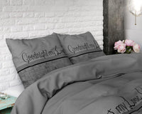 1 x RAW Customer Returns Sleeptime bed linen 3-piece 200cm x 200 cm - Good Night My Darling - soft non-iron duvet covers with zip - gray cotton bed linen set - 2x pillowcases 80x80cm - RRP €35.24