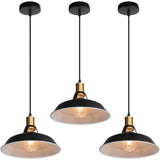 1 x RAW Customer Returns TOKIUS Retro Pendant Light, 27cm Hanging Lamp Vintage Industrial Style Metal Ceiling Light E27 Socket Hanging Lamp for Dining Room Kitchen Restaurant Black White, 3 Pieces  - RRP €40.32