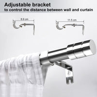 1 x RAW Customer Returns Curtain rod, 78-229 cm curtain rod with cylindrical end piece and brackets, fittings set made of stainless steel, 2.5 cm diameter curtain rod adjustable for windows black - RRP €26.34