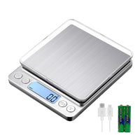 1 x RAW Customer Returns KUBEI Digital Kitchen Scales USB Charging, 3kg 0.1g High-Precision Digital Alignment Household Scales, for Baking Ingredients, Jewelry, Stamps and Coffee, Stainless Steel Weighing Surface, Food Scales - RRP €20.16