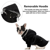 1 x Brand New MOREZI Dog raincoat with zip and reflective buttons, rain water resistant, adjustable drawstring, removable hood, elegant dog raincoat-Black-XS - RRP €33.99