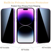 1 x Brand New QiiStar Case for iPhone 14 Pro Max Privacy Case, 360 Degree Full Body Protective Case with Built-in Privacy Screen Protector Magnetic Metal Frame Tempered Glass Full Cover Cell Phone Case, Dark Purple - RRP €18.14