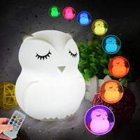 1 x RAW Customer Returns Glinrui Owl Night Light for Children, Silicone Night Lamp, 9 Colors Sleeping Cot Lamp Baby Light Bedside Lamp for Toddlers Boys Girls Bedroom - Medium Light Flux 30.8 Lumens  - RRP €22.61