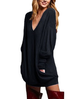 1 x RAW Customer Returns ZANZEA Women s V-Neck Loose Long Sleeve Tops Oversize Long Sweatshirt Tops Black M - RRP €36.29