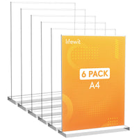 1 x RAW Customer Returns Lifewit 6 Pack A4 Acrylic Sign Holder, Transparent Vertical Double Sided Stand, Table Sign Holder, Flyer Display for Reception, Office, Shop, Restaurant, Hotel - RRP €29.99