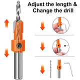 1 x RAW Customer Returns Countersink drill set for wood, Lytool 10 pcs. drill with countersink wood drill countersink set 8 mm shaft with hexagon key, for wood processing plastic - RRP €14.11