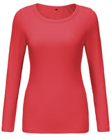 1 x RAW Customer Returns TrendiMax women s long-sleeved shirt, crew neck, stretch pullover, elegant long-sleeved tops, shirt, basic tops, red, XL - RRP €23.18