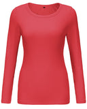 1 x RAW Customer Returns TrendiMax women s long-sleeved shirt, crew neck, stretch pullover, elegant long-sleeved tops, shirt, basic tops, red, XL - RRP €23.18