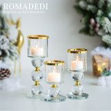 6 x Brand New Crystal candle holder glass silver tealight holder - Romadedi candle holder for pillar candles floating candles tealight golden wedding dining table table decoration living room tray grave decoration, 2 piece set - RRP €120.96