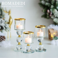 3 x Brand New Crystal candle holder glass silver tealight holder - Romadedi candle holder for pillar candles floating candles tealight golden wedding dining table table decoration living room tray grave decoration, 2 piece set - RRP €60.48