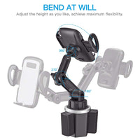 1 x RAW Customer Returns Car Cup Holder Phone Mount, CTYBB Cup Holder Cradle Car Mount with Adjustable Neck for Cell Phones iPhone 12 Pro Max 11 Pro XR XS 8 7 Plus 6s, Samsung S10 Plus S9 Note9, Huawei etc. - RRP €20.59