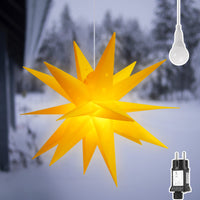 1 x RAW Customer Returns SALCAR 60cm Christmas Star Illuminated Outdoor, 3D Luminous Star Window Inside for Hanging, LED Star Christmas Decoration Outdoor, Yellow - RRP €24.99