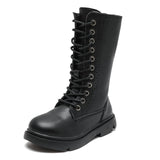 1 x Brand New DADAWEN girls half-shaft boots, winter shoes with zip, lace-up ankle boots, black, 33 EU - RRP €60.0