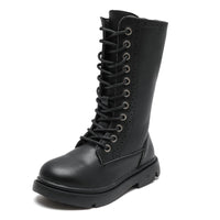 1 x Brand New DADAWEN girls half-shaft boots, winter shoes with zip, lace-up ankle boots, black, 28 EU - RRP €60.0