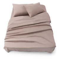 1 x RAW Customer Returns Blumtal Sheet Set - 4 Piece Set, Fitted Sheet for Bed 150, Top 240x275 2 Pillowcases 50x80cm, Taupe - RRP €26.99