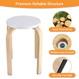 1 x RAW Customer Returns Stacking stool round stool, solid wood stool house bench wooden stool kitchen stool bar stool bathroom stool with non-slip mat for children s room bathroom colors available white - RRP €37.19