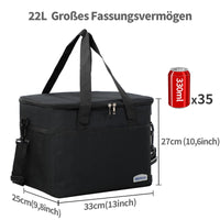 8 x Brand New 22L Cooler Bag Picnic Bag Lunch Bag Cooler Bag Thermal Bag Insulated Bag for Food Transport Lunch Bag Black - RRP €288.0