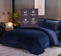 1 x RAW Customer Returns Michorinee Flannel Duvet Cover 200x200cm Navy Blue Warm Velvet Ultra Soft Zip Bedding Set for 2 People Winter with 2 Pillowcases 65x65cm - RRP €20.4