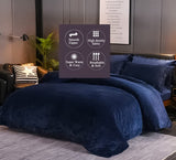 1 x RAW Customer Returns Michorinee Flannel Duvet Cover 200x200cm Navy Blue Warm Velvet Ultra Soft Zip Bedding Set for 2 People Winter with 2 Pillowcases 65x65cm - RRP €20.4