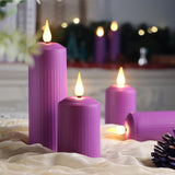 1 x RAW Customer Returns yunsheng Rechargeable LED Candles with 10-Key Remote Control, Outdoor Waterproof Flameless Candles with 6 8H Timer, Roman Pillar Candles in a Set of 6 5.1x10.5 14 16.5cm , Purple, Type-C - RRP €21.02