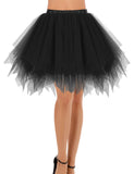 1 x RAW Customer Returns bridesmay Women s Tulle Skirt Petticoat Underskirt Short Ballet Tutu 50s Rockabilly Tutu Mini Skirt Carnival Costume Crinoline Black XL - RRP €19.15