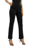 1 x RAW Customer Returns EXCHIC Women s Office Straight Leg Work Pants Casual Pants Elastic Waist Pants with Pockets M, Black  - RRP €29.98