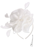 3 x Brand New Women s Fascinators Hat Feather Flowers Hair Accessories Bridal Hair Clip for Cocktail Party Church Wedding Festival White  - RRP €30.21