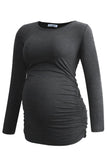 1 x RAW Customer Returns Smallshow Women s Maternity Wear Long Sleeve Maternity Shirt Maternity Tops 3 Pack, Black-Deep Grey-White Stripe, L - RRP €47.99