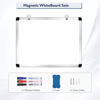 1 x RAW Customer Returns DumanAsen magnetic whiteboard, double-sided dry-wipe magnetic board, aluminum frame - includes 3 markers, 60cm x 40cm - RRP €29.7