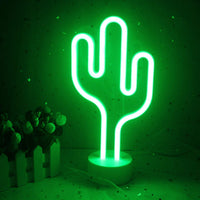 1 x RAW Customer Returns LED Cactus Neon Light with Holder Base Older Children Standing Night Light USB Battery Green Decorative Light Logo for Kids Girls Room Decoration Birthday Party Holiday Decoration Green Cactus  - RRP €19.15