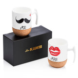 1 x RAW Customer Returns Love-KANKEI Ceramic Mr and Mrs Mugs with Cork Bottom, Coffee Mugs Set of 2 with 300ml, Breakfast Mugs as an Ideal Gift for Weddings, Valentine s Day, Birthdays - RRP €20.08