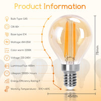 1 x RAW Customer Returns Aigostar Vintage LED Bulb E14, 4W Equivalent to 35W, Warm White 2200K, 400lm, G45 LED Filament Bulb, 360 Opening Angle, 6 Piece - RRP €15.29